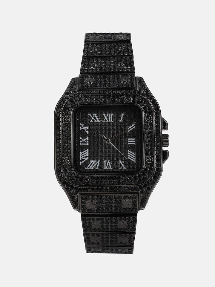 The Bijou Roman Square Watch - Midnight Black