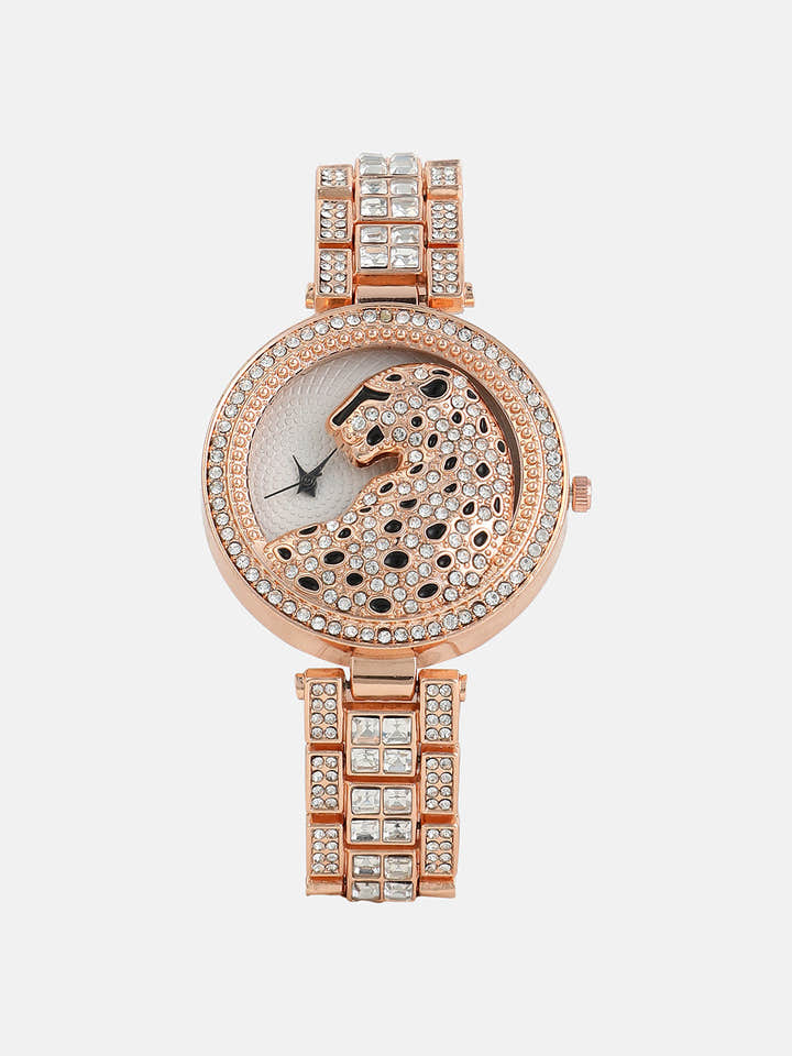 The Bijou Jaguar Round Watch - Rose Gold