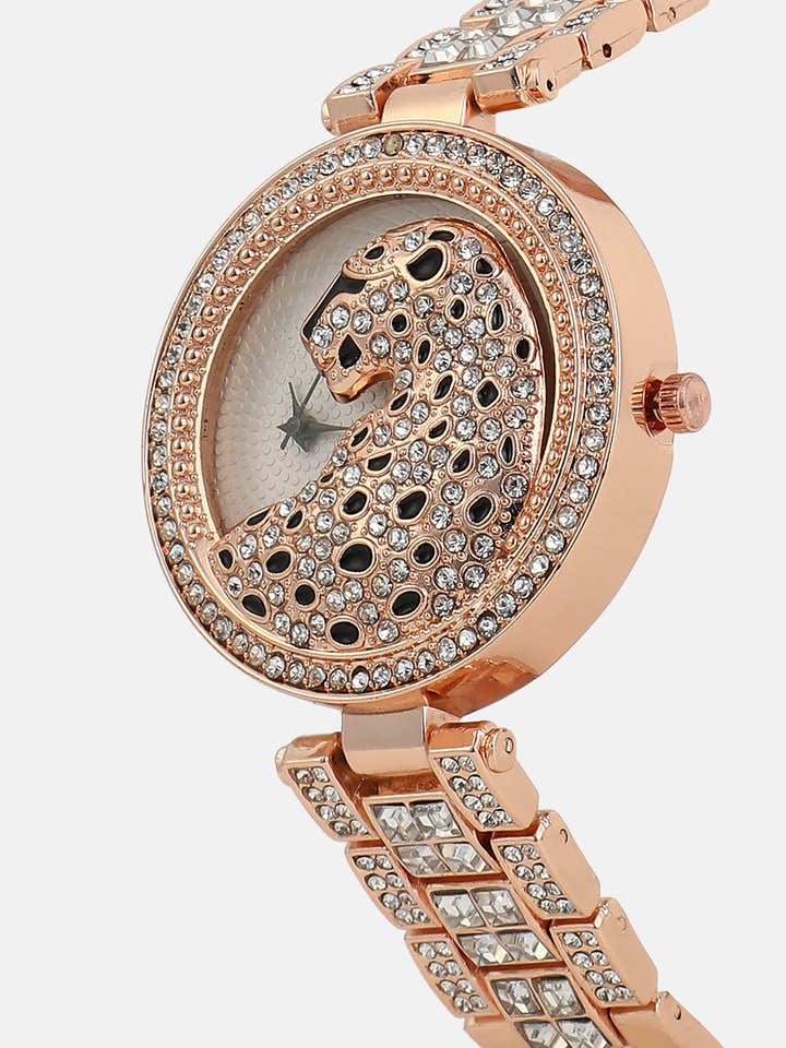 The Bijou Jaguar Round Watch - Rose Gold