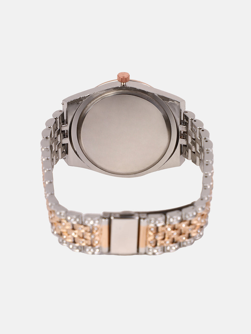 The Bijou Roman-Block Round Watch - California Gold & Metallic Silver
