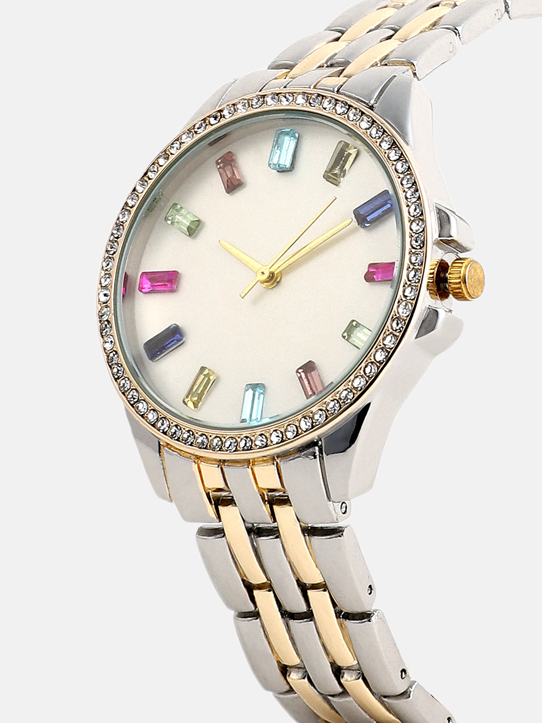 The Bijou Prism Round Watch - California Gold & Metallic Silver