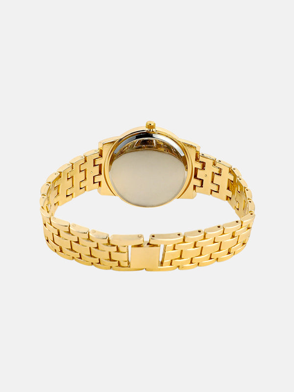 The Ribbed H-Link Round Watch - Emerald Green