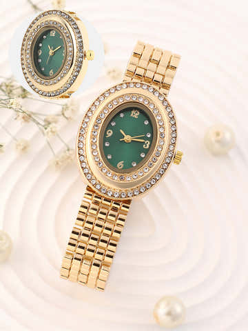 The Mounted Gem Oval Watch - Emerald Green