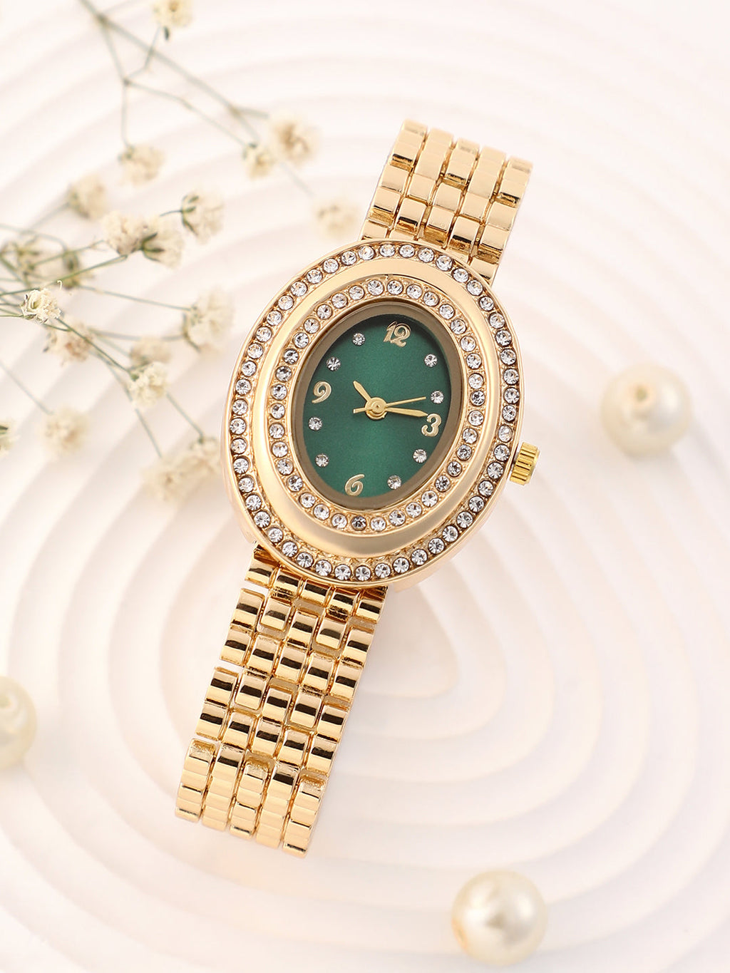 The Mounted Gem Oval Watch - Emerald Green