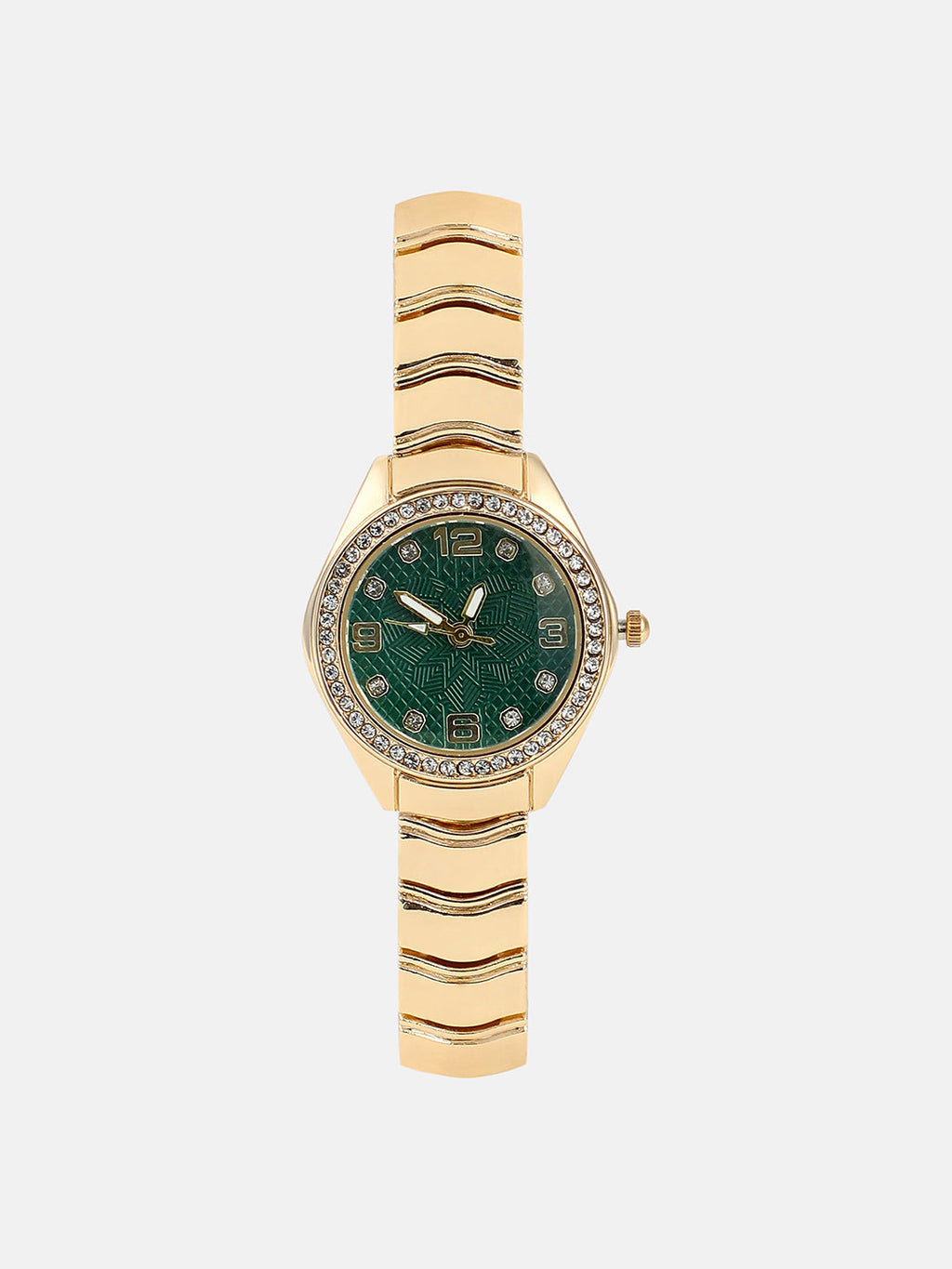 The Arch Chain Round Watch - Emerald Green