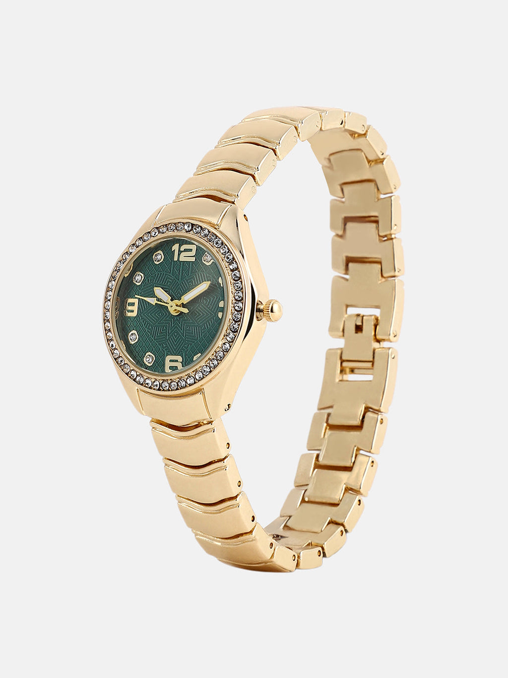 The Arch Chain Round Watch - Emerald Green