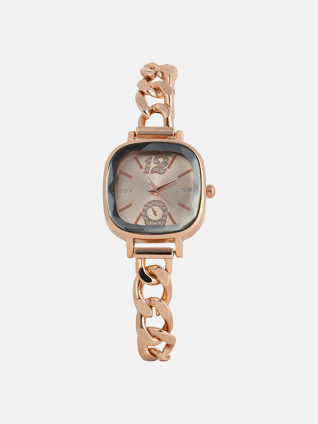The Celeste Chainlink Square Watch - Rose Gold