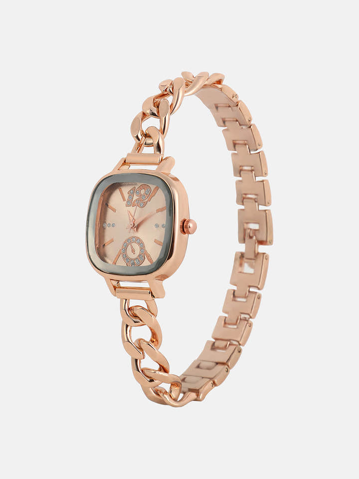 The Celeste Chainlink Square Watch - Rose Gold