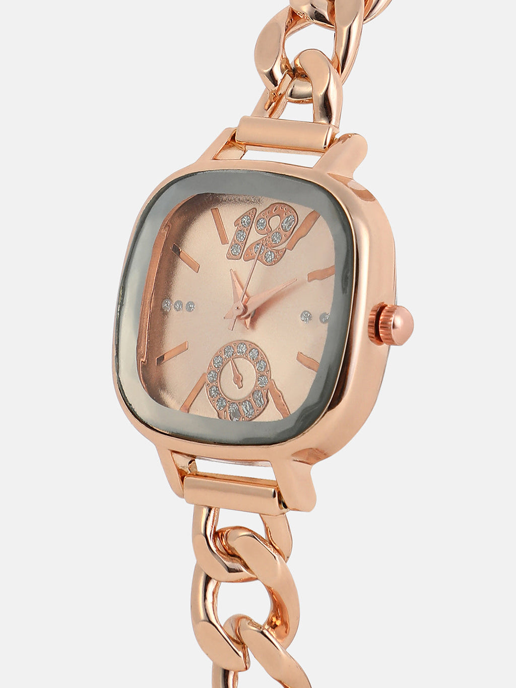 The Celeste Chainlink Square Watch - Rose Gold