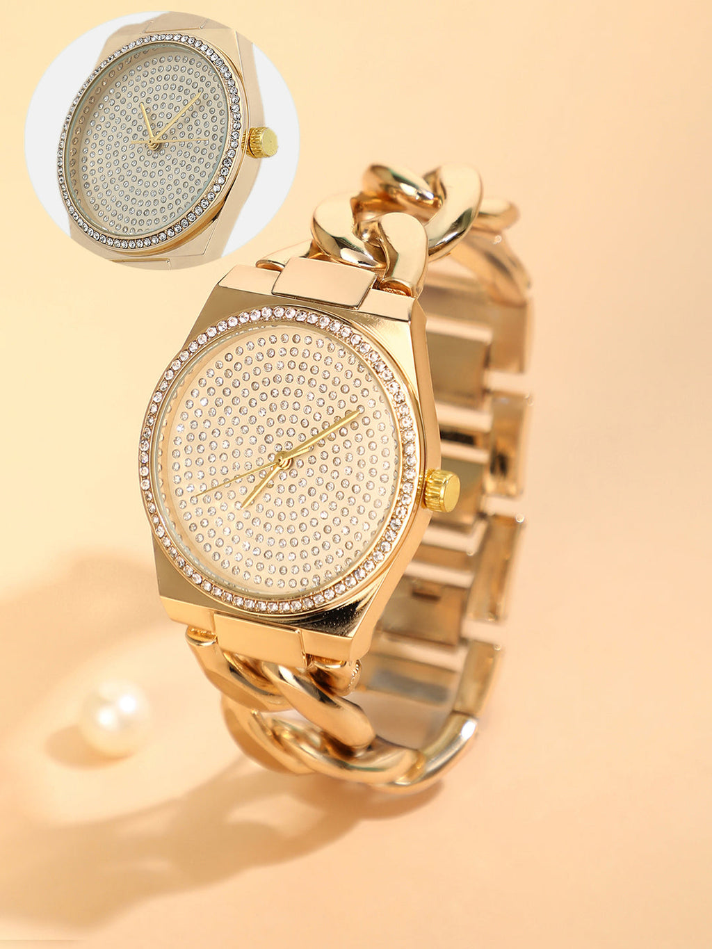 The Supernova Chunkylink Cushion  Watch - California Gold