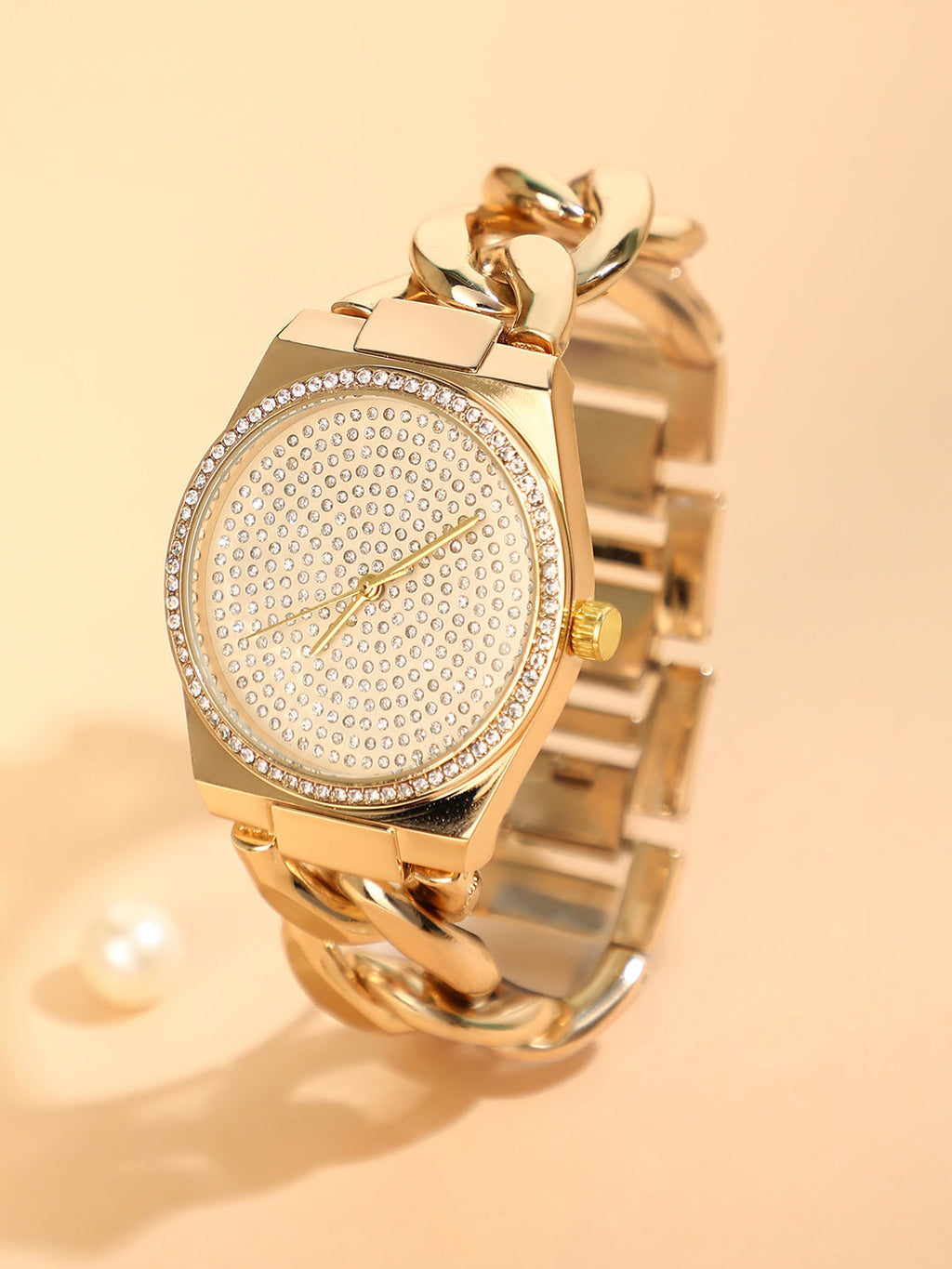 The Supernova Chunkylink Cushion  Watch - California Gold