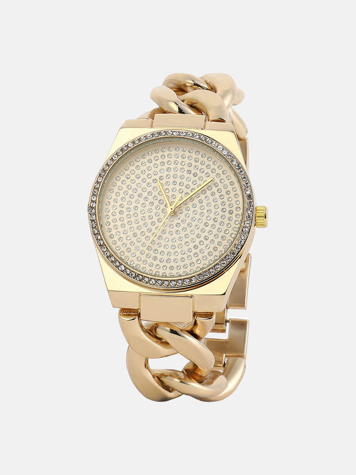 The Supernova Chunkylink Cushion  Watch - California Gold