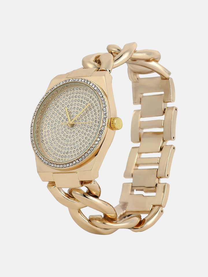 The Supernova Chunkylink Cushion  Watch - California Gold