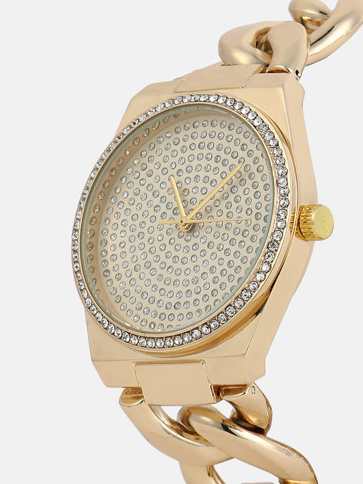 The Supernova Chunkylink Cushion  Watch - California Gold