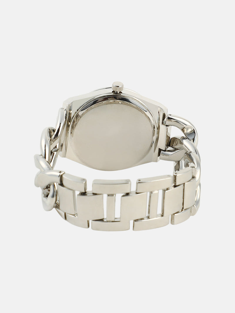 The Three-Dial Chunkylink Cushion Watch - Metallic Silver