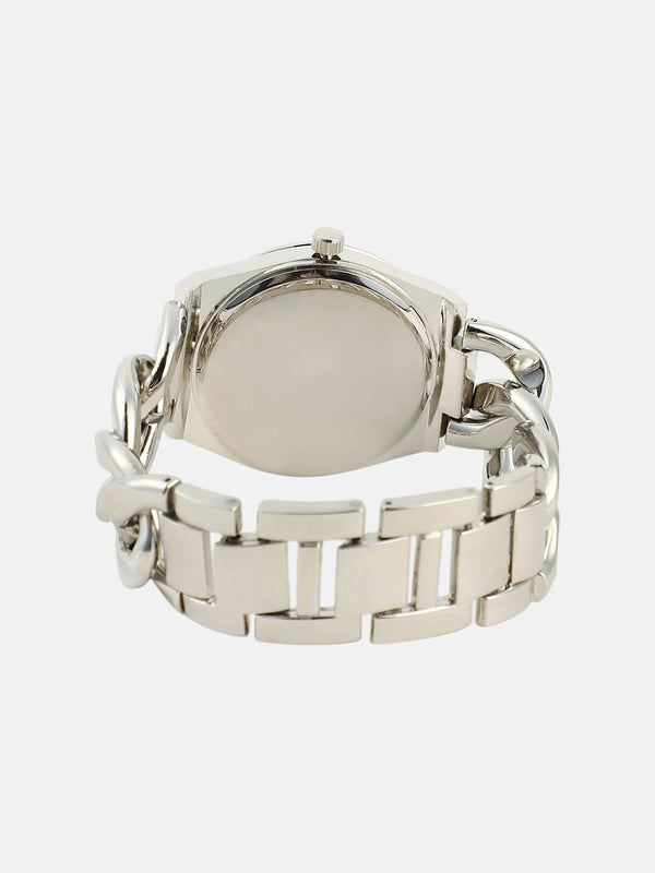 The Three-Dial Chunkylink Cushion Watch - Metallic Silver