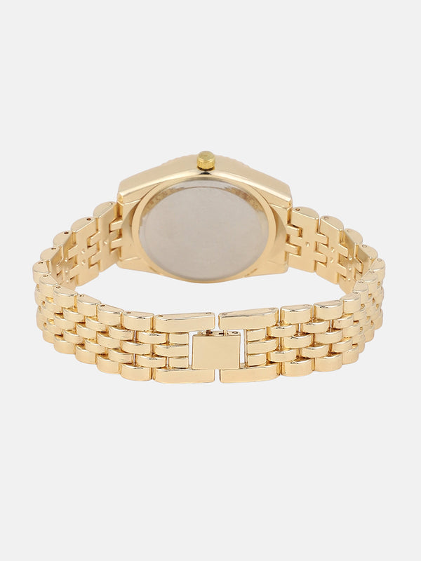 The Ribbed H-Link Round Watch - Gold Chain