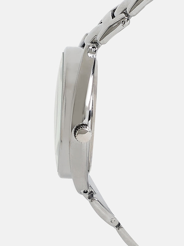 The Crystalized Halo Round Watch - Metallic Silver