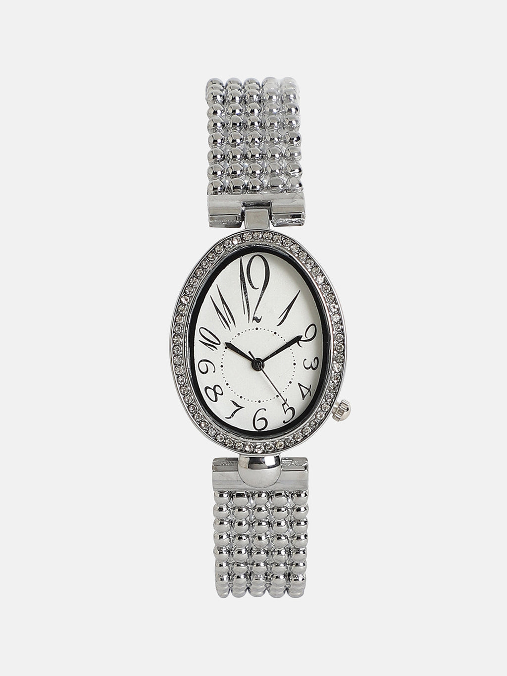 The Lumex Dotted Oval Watch - Metallic Silver