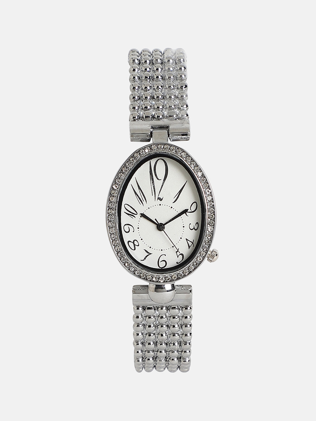 The Lumex Dotted Oval Watch - Metallic Silver