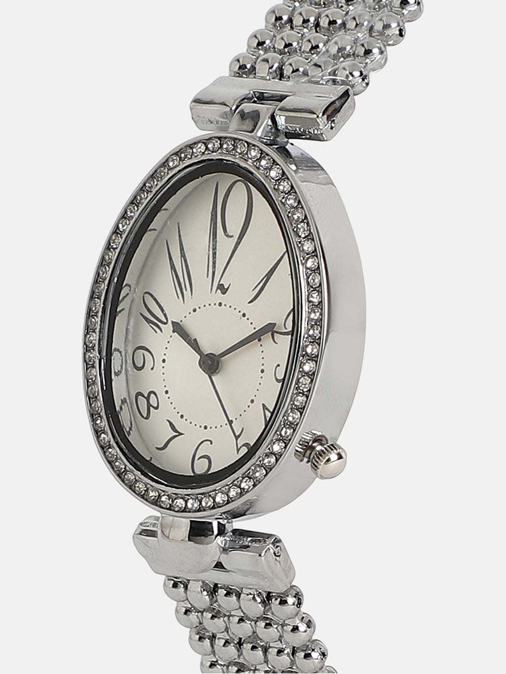 The Lumex Dotted Oval Watch - Metallic Silver