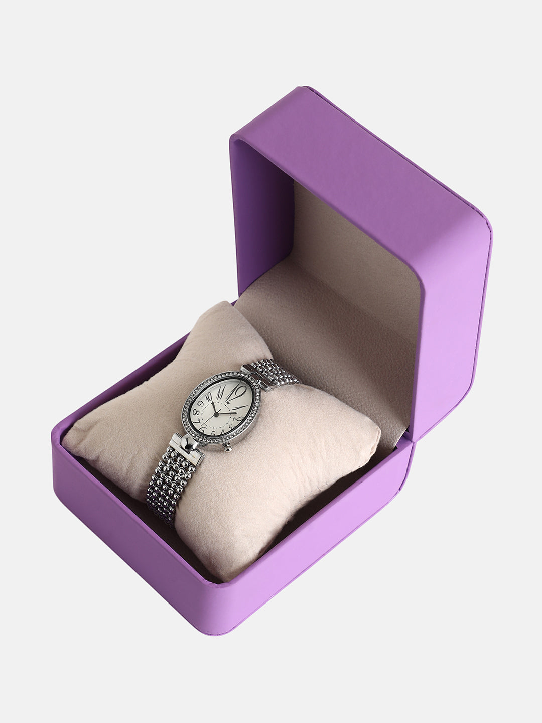 The Lumex Dotted Oval Watch - Metallic Silver