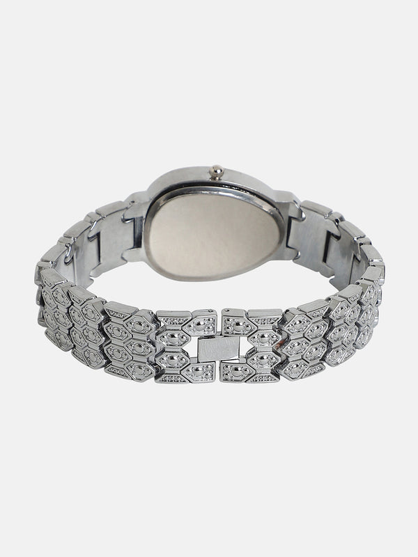 The Ophidian Gem Oval Watch - Metallic Silver