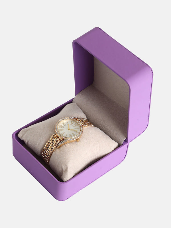 The Roman Dotted-Swirl Round Watch