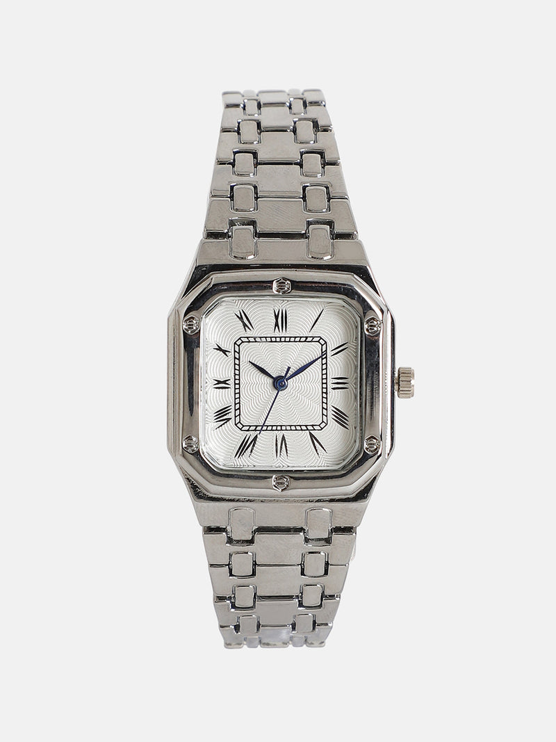 The Torque Roman Square Watch - Metallic Silver