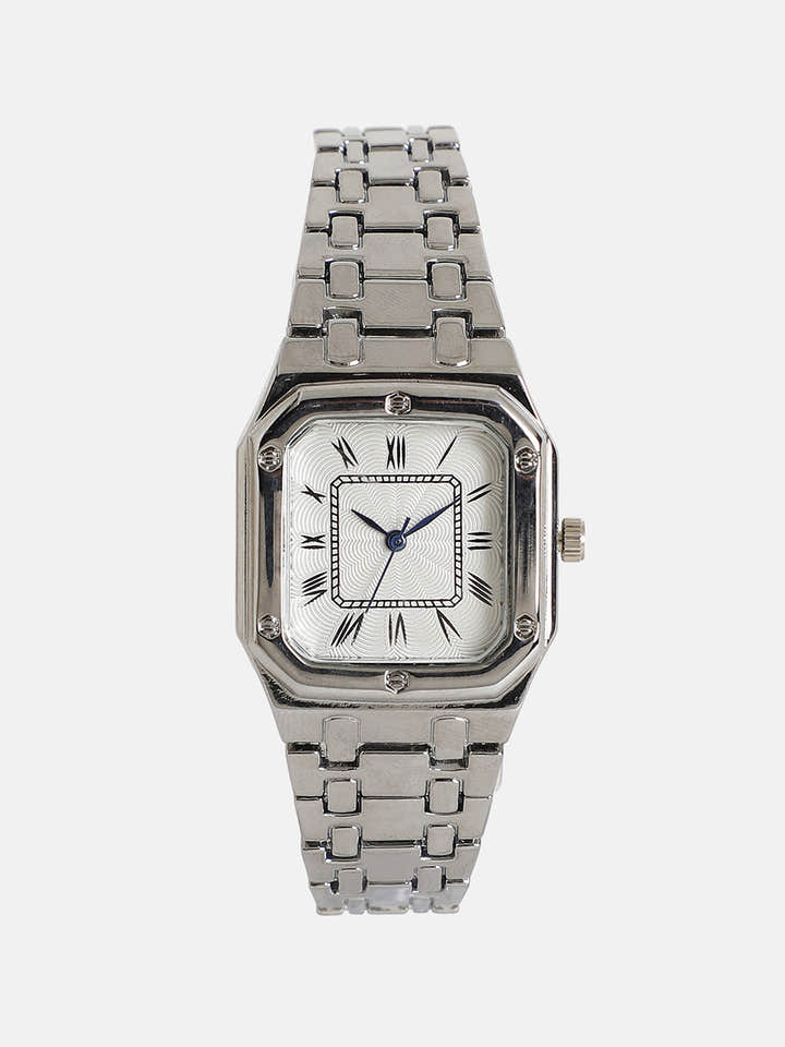 The Torque Roman Square Watch - Metallic Silver