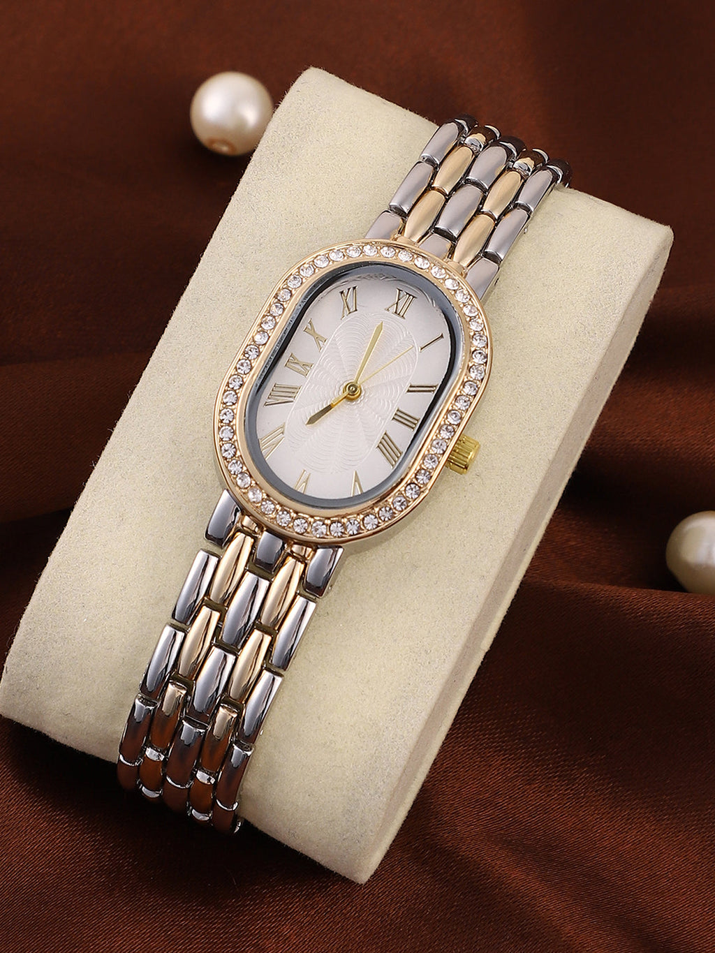 The Vivienne Roman Oblong Watch - Metallic Silver & California Gold