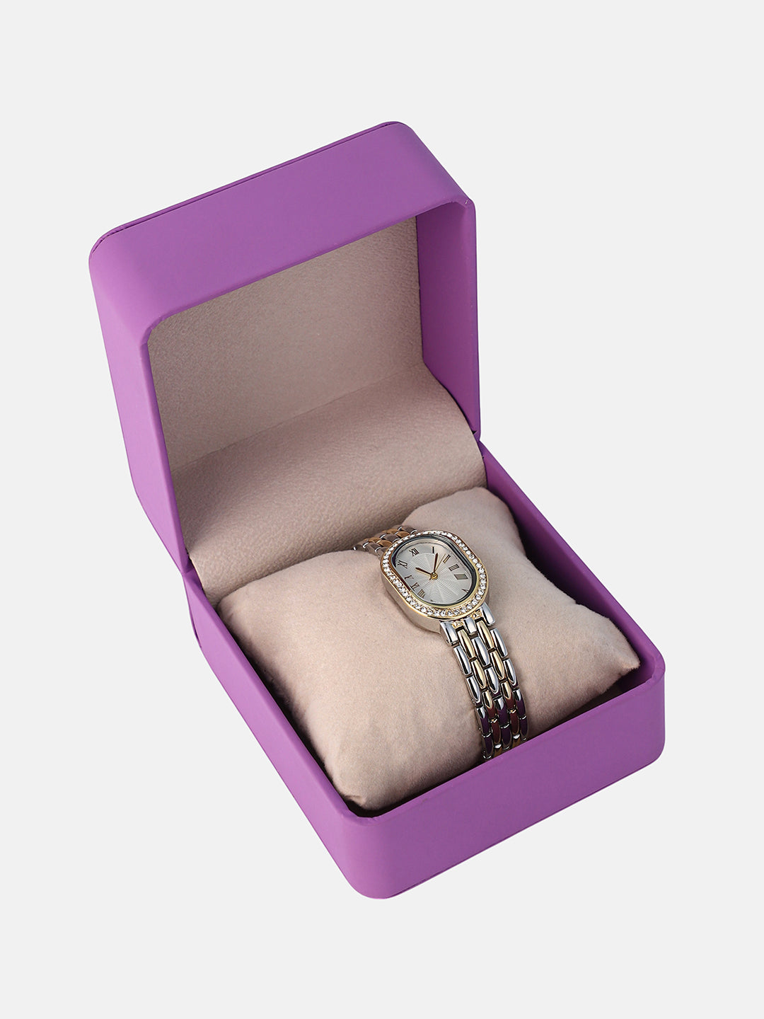 The Vivienne Roman Oblong Watch - Metallic Silver & California Gold