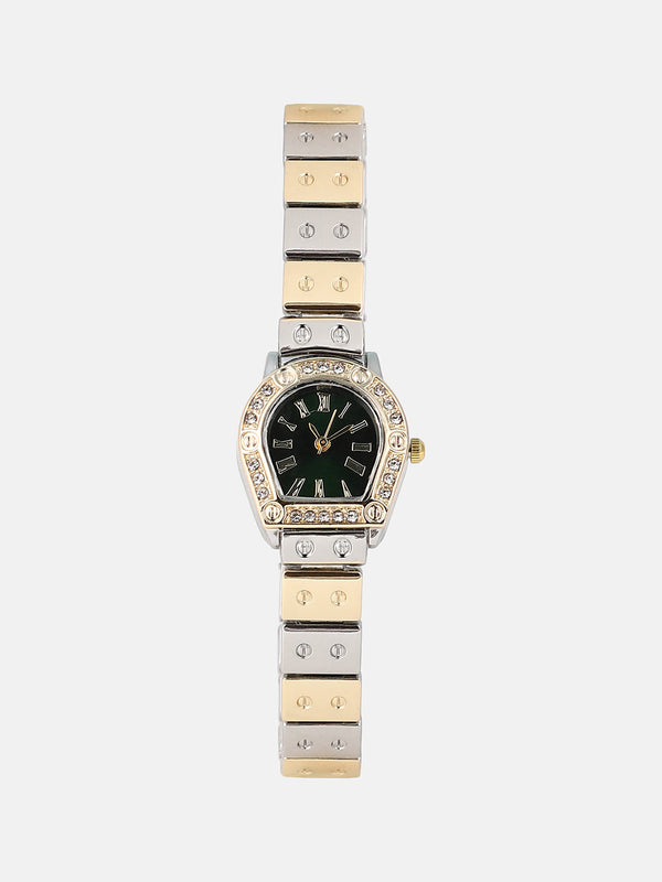The Slim Torque-Roman Asymmetric Watch - Metallic Silver & California Gold