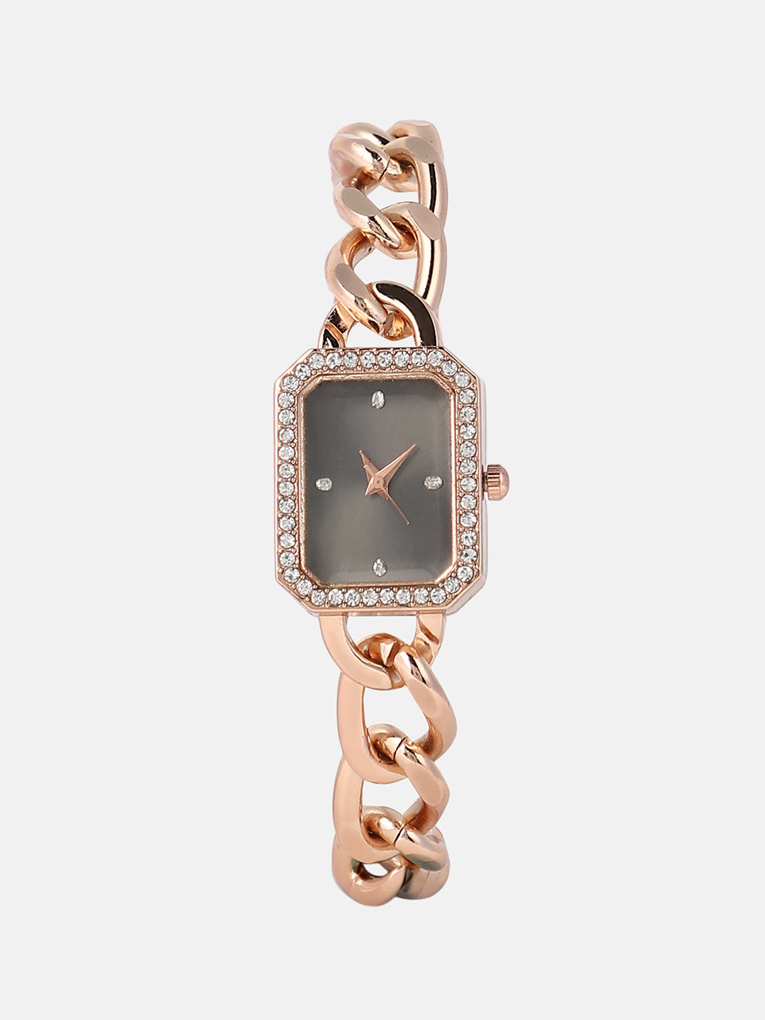 The Chainlink Gem Rectangular Watch - Rose Gold