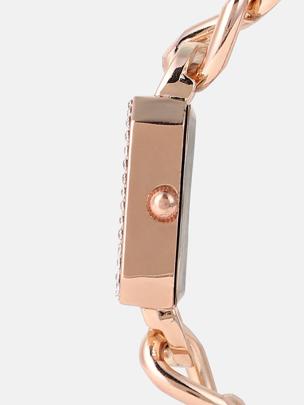 The Chainlink Gem Rectangular Watch - Rose Gold