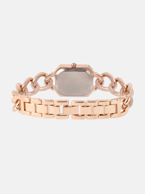 The Chainlink Gem Rectangular Watch - Rose Gold