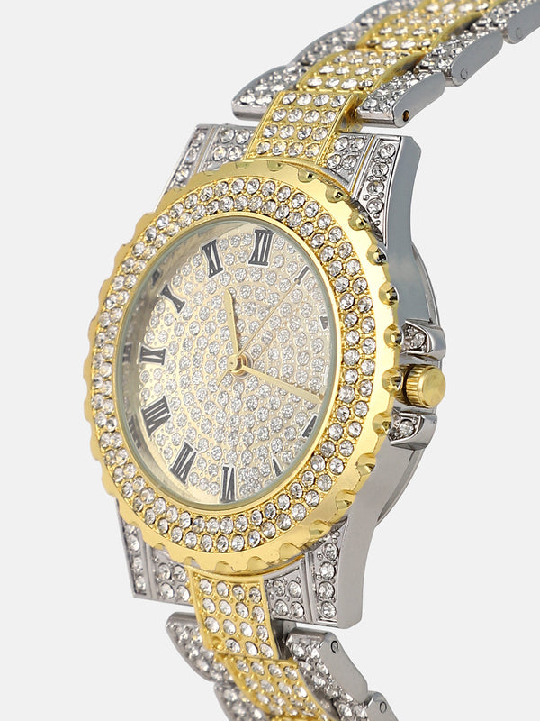 The Roman Zilienne Round Watch - Metallic Silver & California Gold