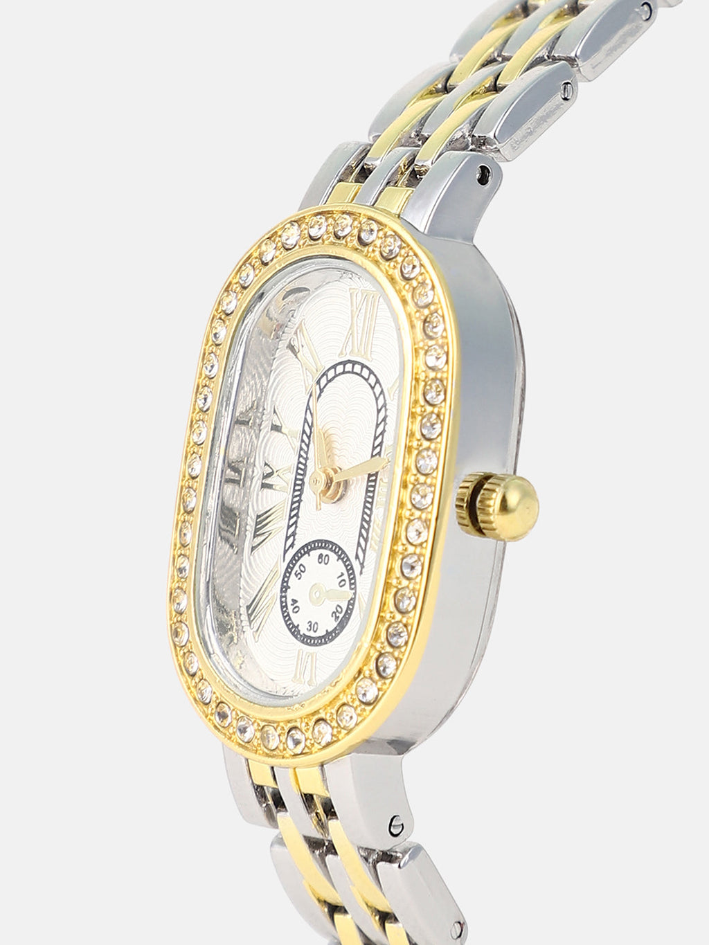 The Slim Vivienne Two-Dial Oblong Watch - Metallic Silver & California Gold