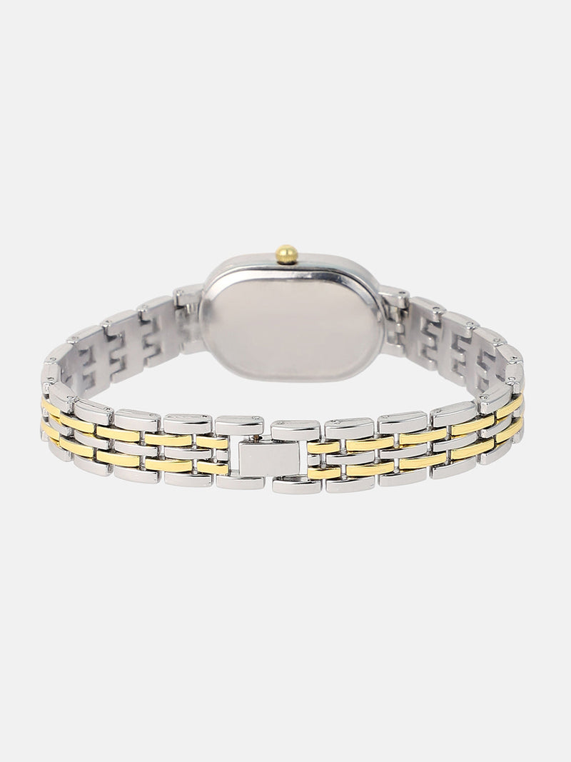 The Slim Vivienne Two-Dial Oblong Watch - Metallic Silver & California Gold