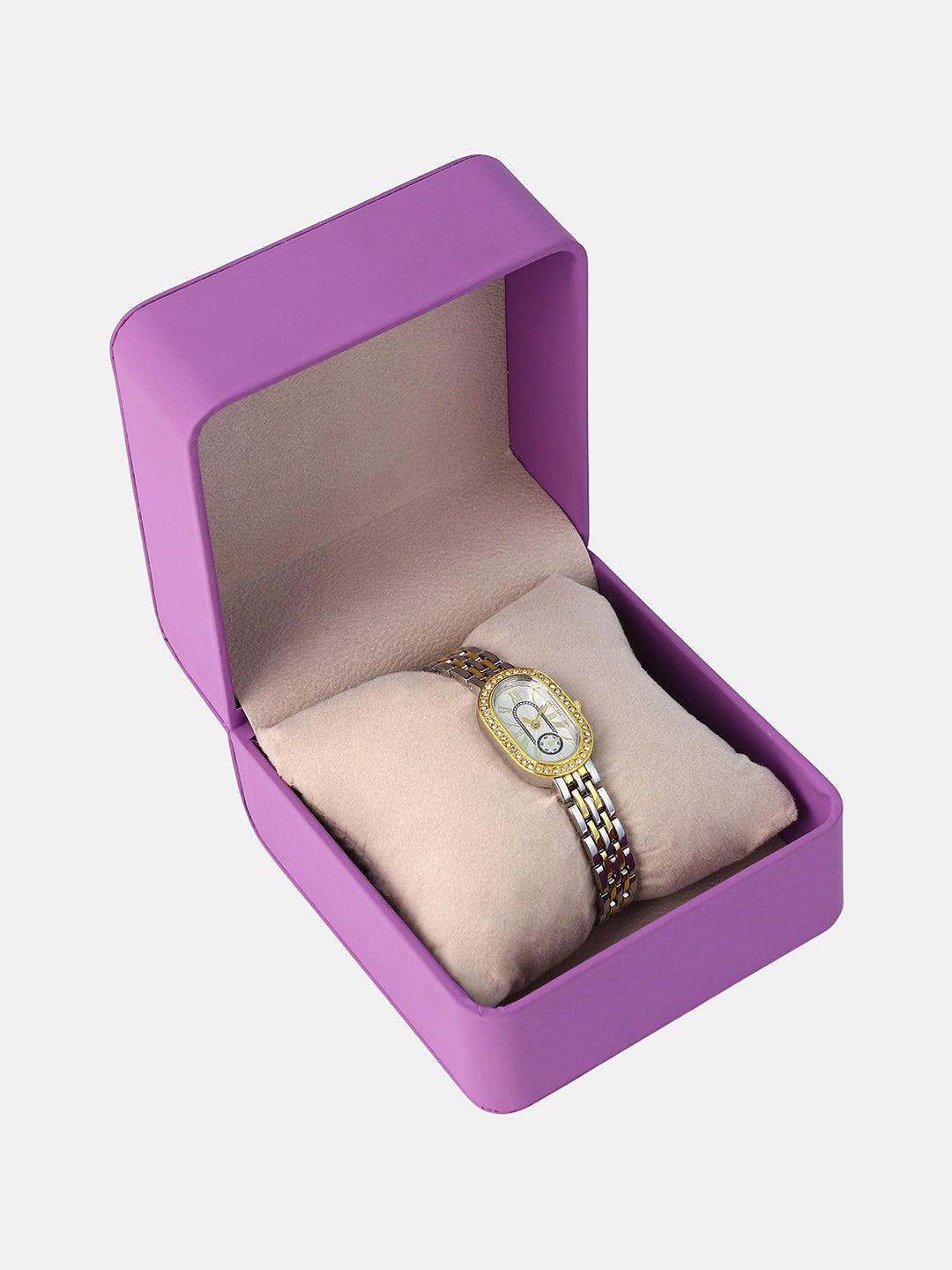 The Slim Vivienne Two-Dial Oblong Watch - Metallic Silver & California Gold