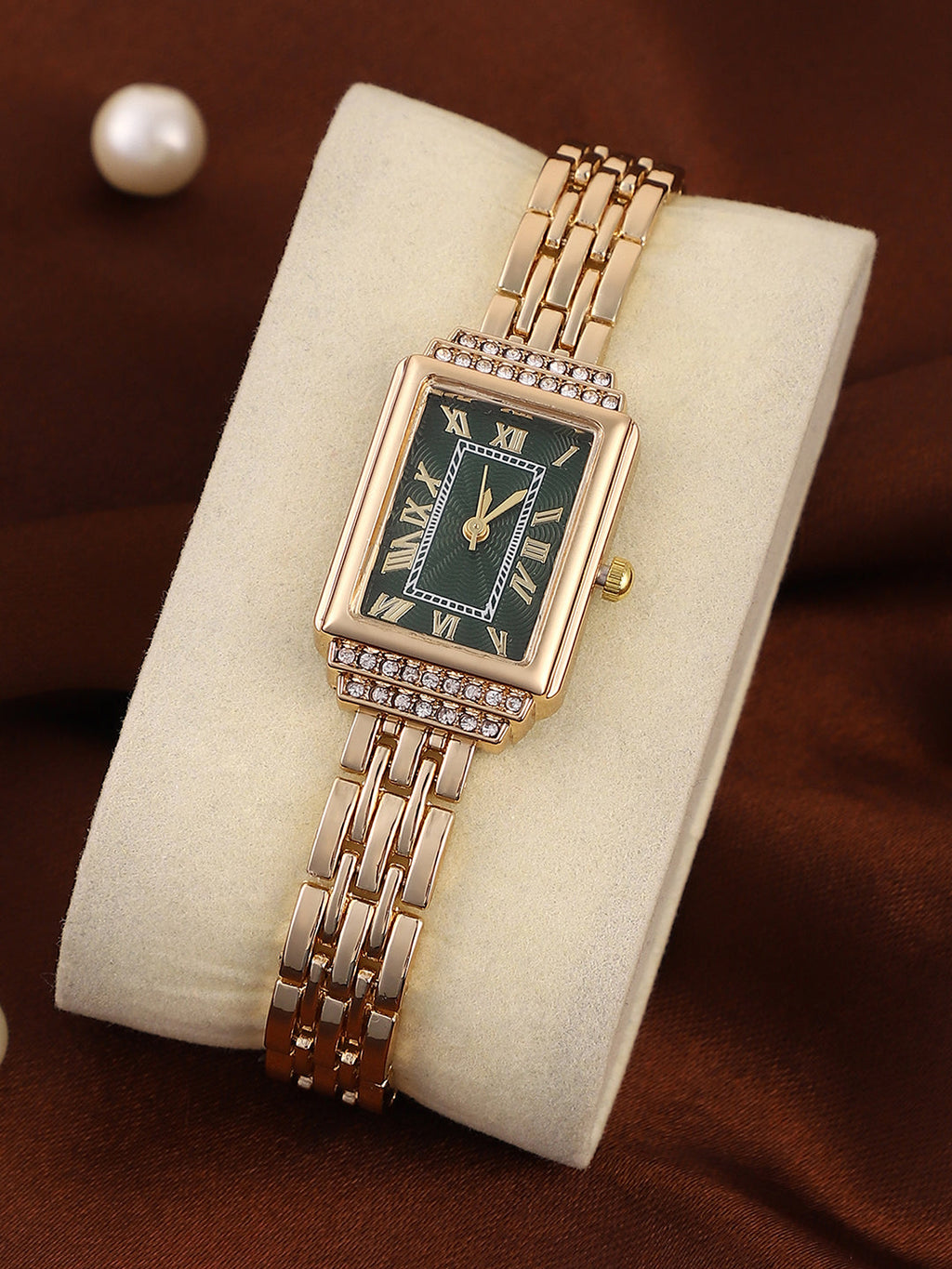 The Victoria Roman Rectangular Watch - California Gold