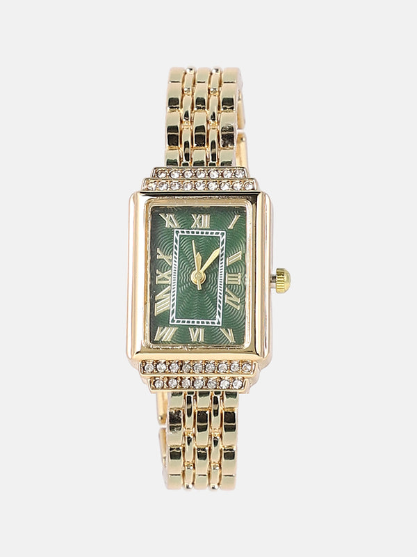 The Victoria Roman Rectangular Watch - California Gold