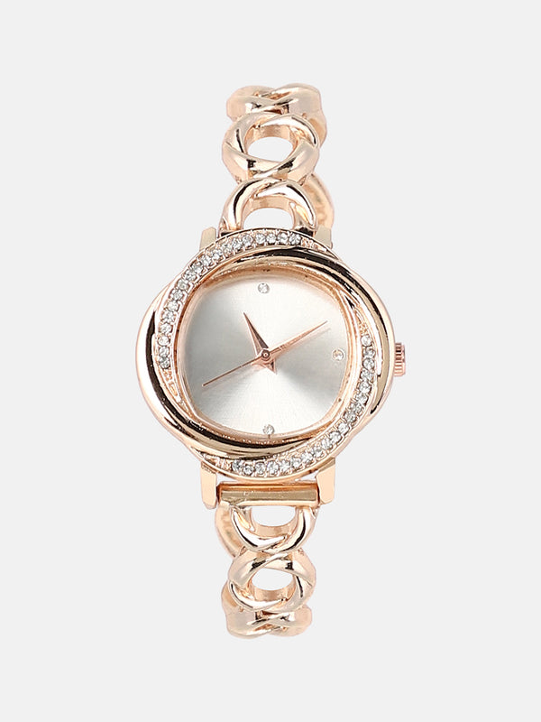 The Luraith-Gem Round Watch - Champayne Gold