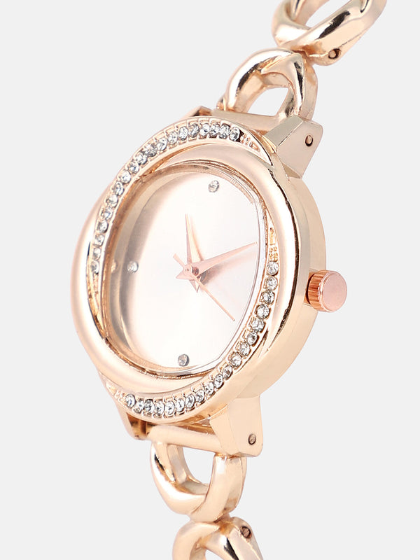 The Luraith-Gem Round Watch - Champayne Gold