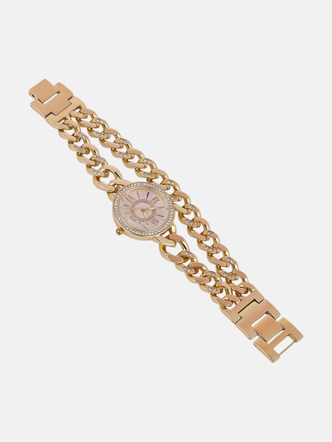 The Dual-Chainlink Roman Round Watch - California Gold