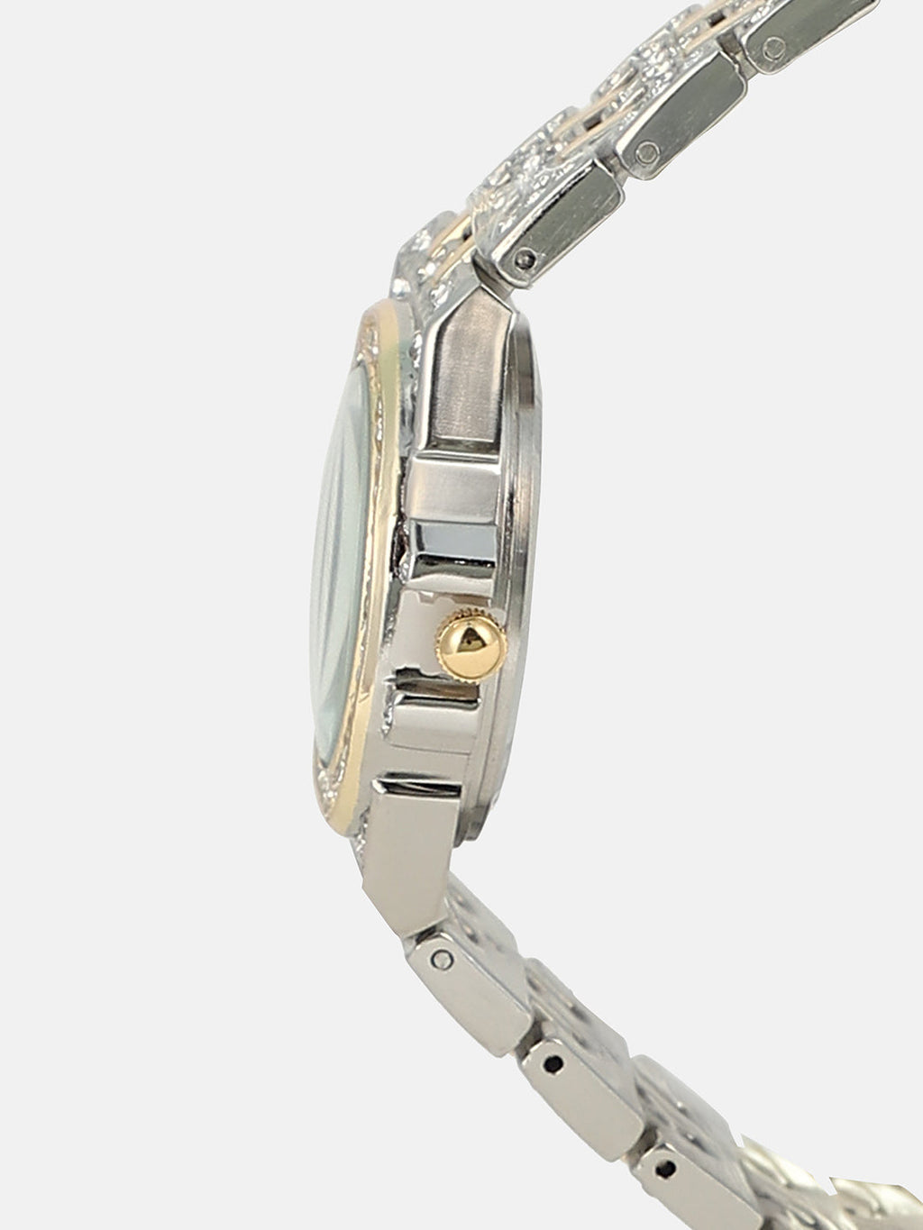 The Geneva H-Link Round Watch - Metallic Silver & Emerald Green