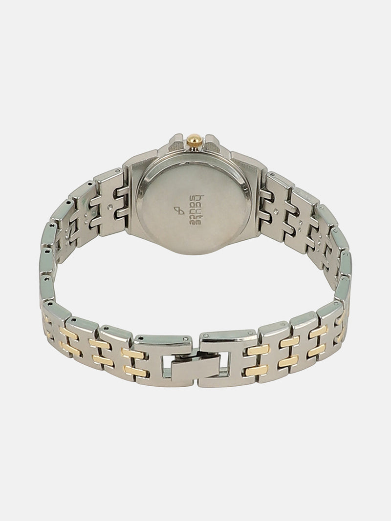 The Geneva H-Link Round Watch - Metallic Silver & Emerald Green