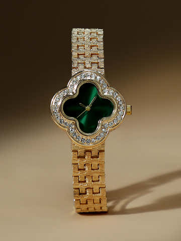 The Clover Luxe Dial Watch-Emerald Gold