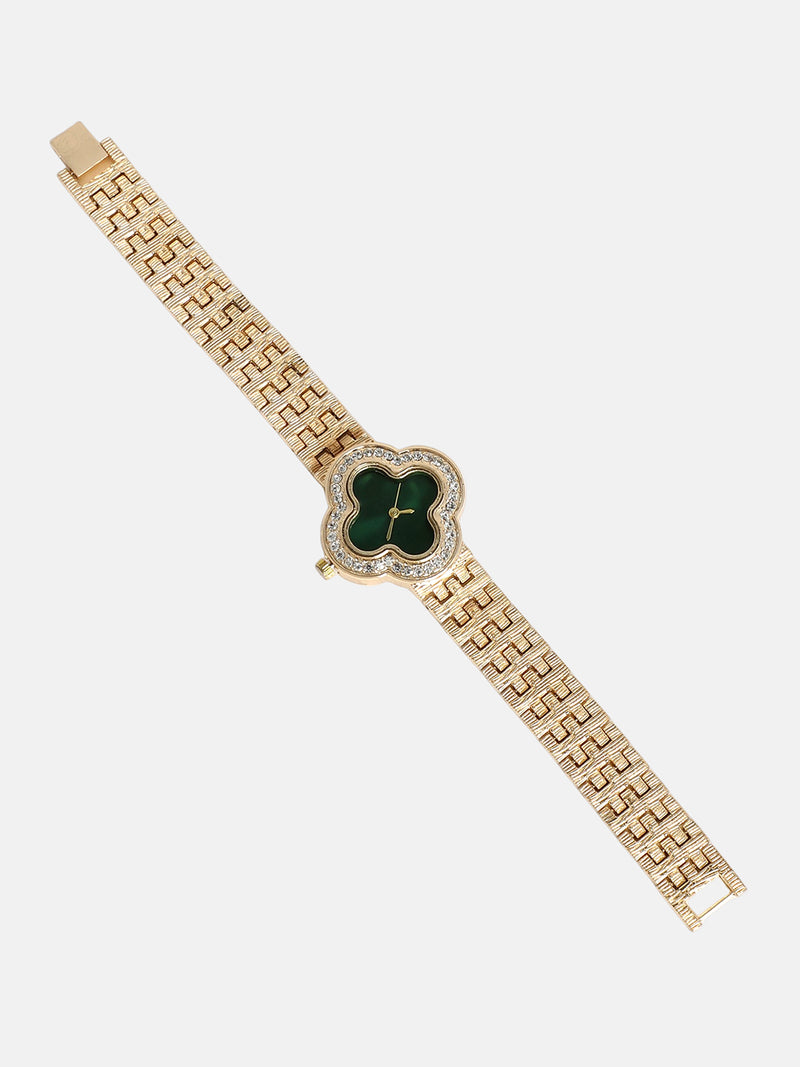 The Clover Luxe Dial Watch-Emerald Gold