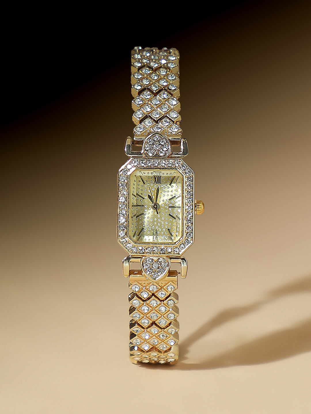 The Regal Crystal Frame Watch-Champagne Gold